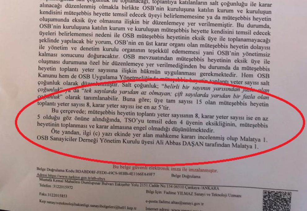 Bakanlık: “TSO olmasa da OSB’de işler yürütülür, yönetime katılsalardı”