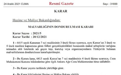 Teröristlerin malvarlığı donduruldu, 11'i Malatyalı