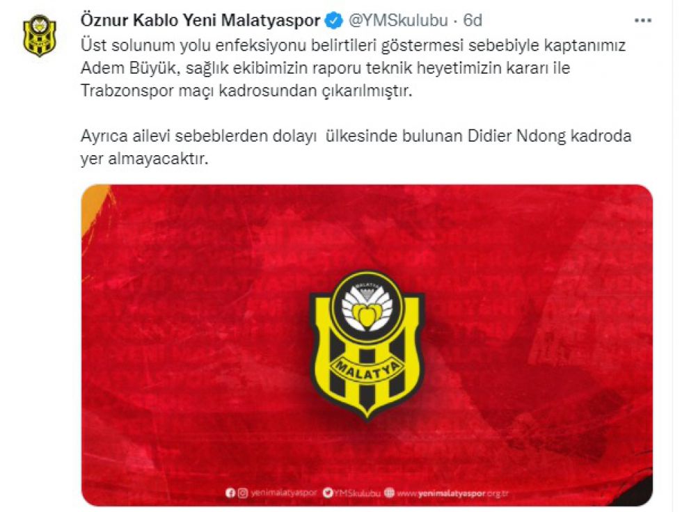 Yeni Malatyaspor’da şok 