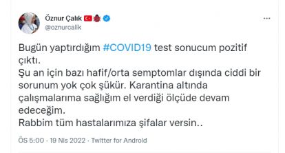 Milletvekili Çalık Covıd'e yakalandı