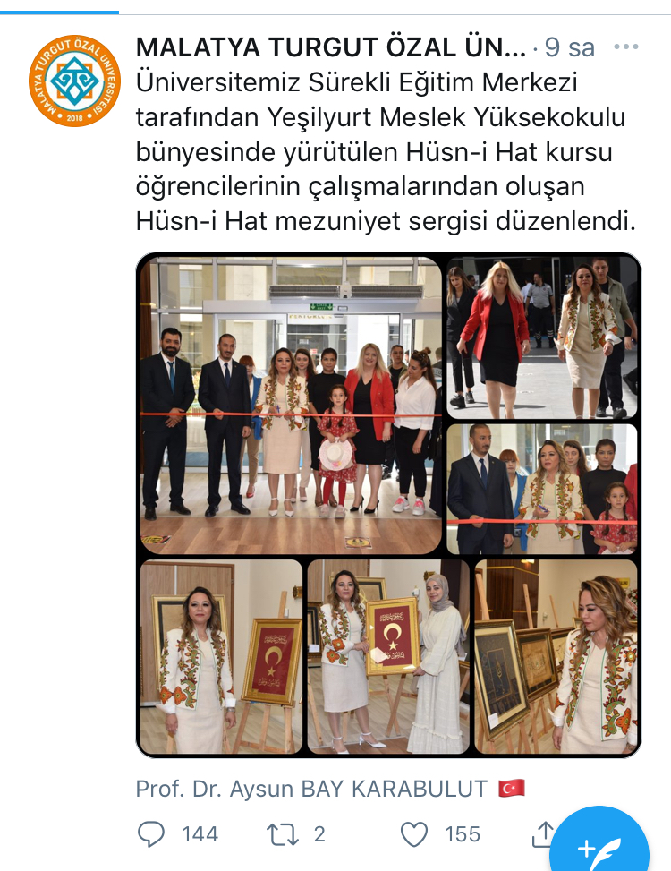 Malatya Turgut Özal Üniversitesi’nde 2 Haziran günü açılışı yapılan ve bu şekilde üniversitenin resmi sosyal medyasında duyurusu yapılan sergi, sanki 8 Haziran günü yapılmış gibi sosyal medyada ve basına servis edildi. Rektör ise Ankara’da bakan ziyareti fotoğrafı paylaşınca pişti oldu.  Rektör, 14 yıldır ekilen üniversite arazisini de şimdi ekiliyormuş gibi gösterdi. Oysa kendisinin de rektör olduğu dönemi de  kapsayan 14 yıldır o arazilerde ekim   yapılıyor. Rektörün kendi döneminden bile habersiz olduğu ortaya çıktı.