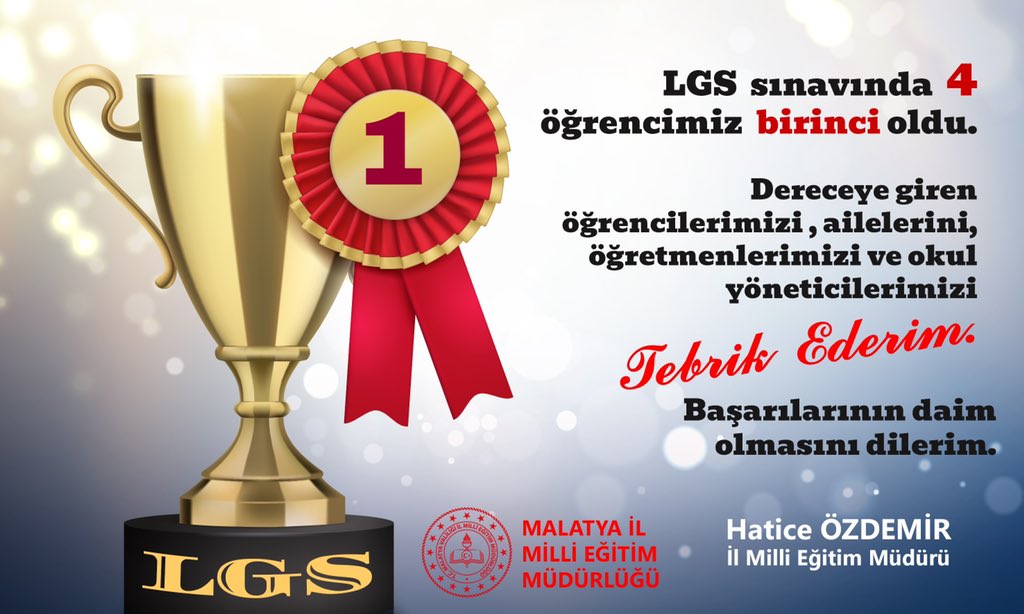 5 Haziran'da yapılan Liselere Geçiş Sistemi (LGS) sınavında 500 tam puan alan 193 öğrenciden 4'ünün Malatya'daki okullardan olduğu, İl Milli Eğitim Müdürü Hatice Özdemir'in sosyal medya paylaşımından öğrenilirken, paylaşımda öğrencilerin isimlerine ve okullarına yer verilmemesi dikkat çekti.