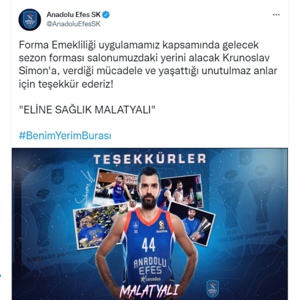 44 numara emekli oldu