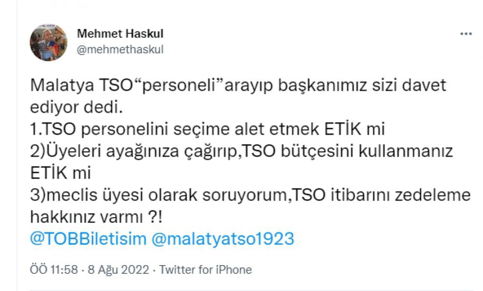 “TSO itibarını zedeleme hakkınız var mı?”