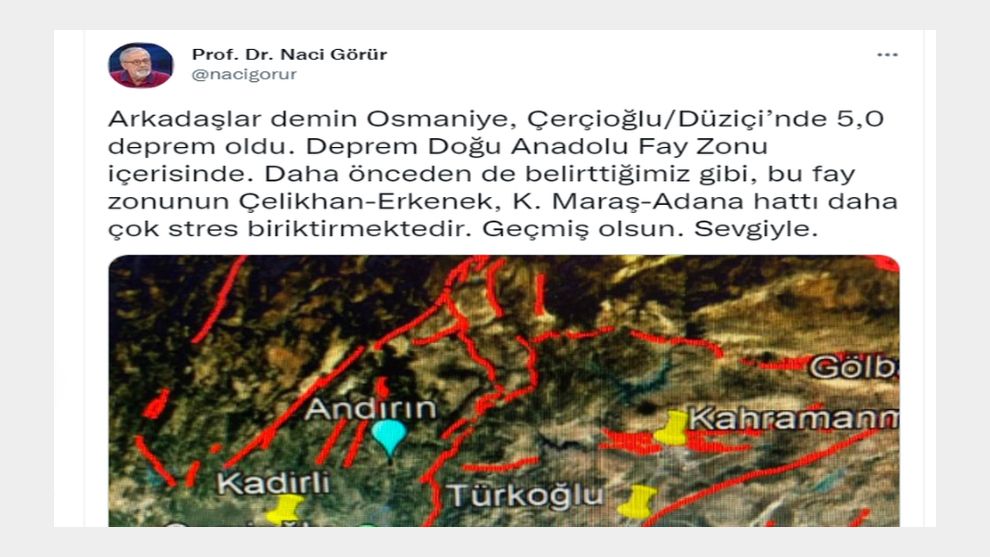 Deprem Uzmanından Çelikhan-Erkenek Hattı için uyarı