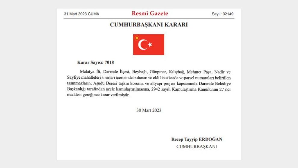 Darende'de 6 Mahallede Acele Kamulaştırma Kararı