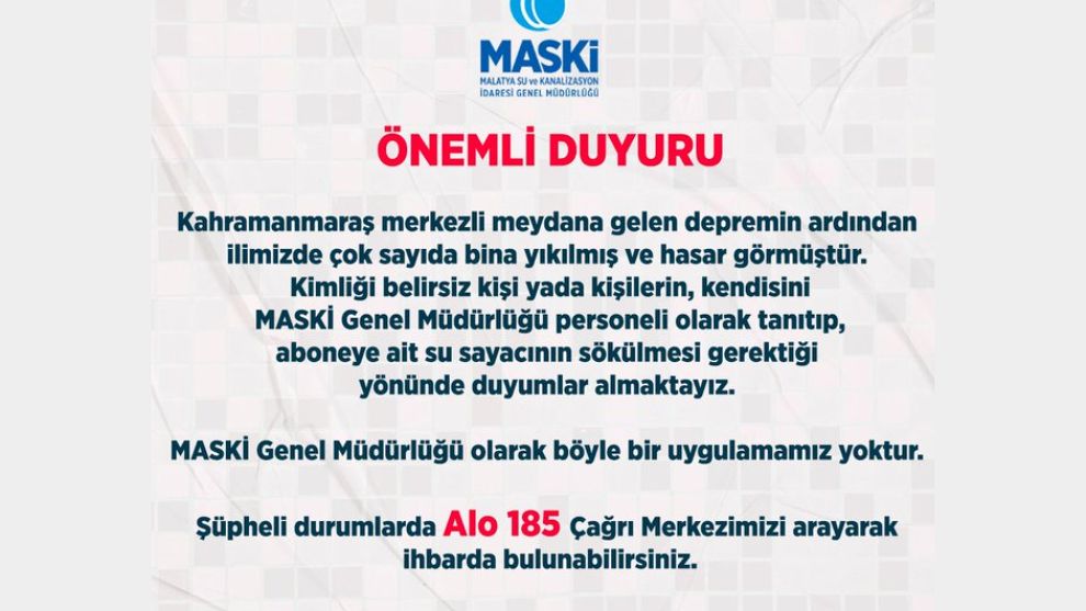 MASKİ’den dolandırıcılık uyarısı