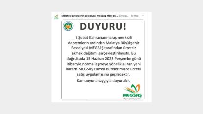 Malatya'da ücretli ekmek uygulaması başlıyor 