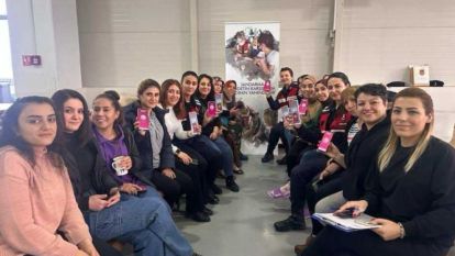 Fabrikada çalışan kadınlara KADES anlatıldı 