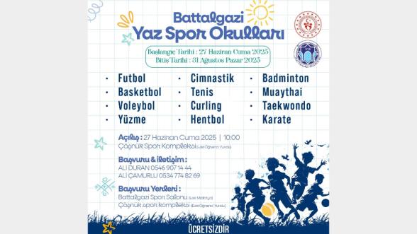Battalgazi'de Yaz Spor Okulları Başlıyor