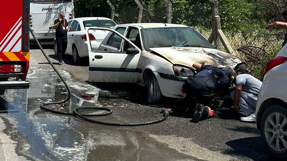Malatya'da  Şans Eseri Facia Atlatıldı: Araç Yangını Kontrol Altında