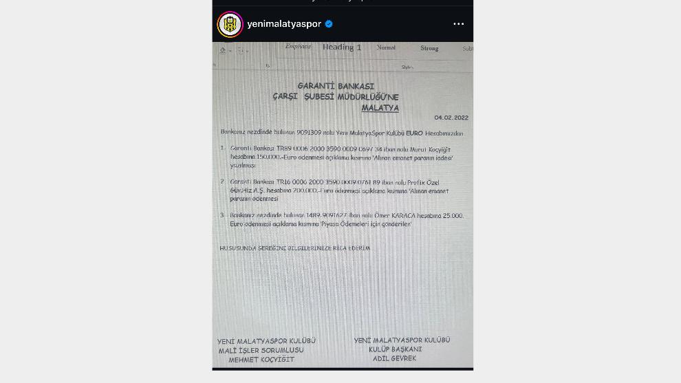 Yeni Malatyaspor'da Eski Yöneticiler Hakkında Ciddi Bulgular: Paralar Nereye Gitti?