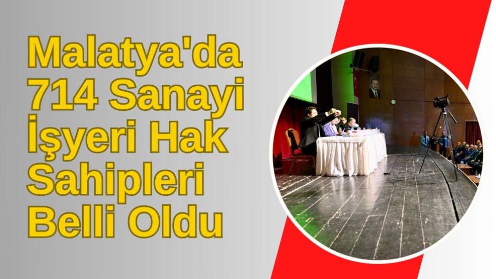 Malatya'da 714 Sanayi İşyeri Hak Sahipleri Belli Oldu