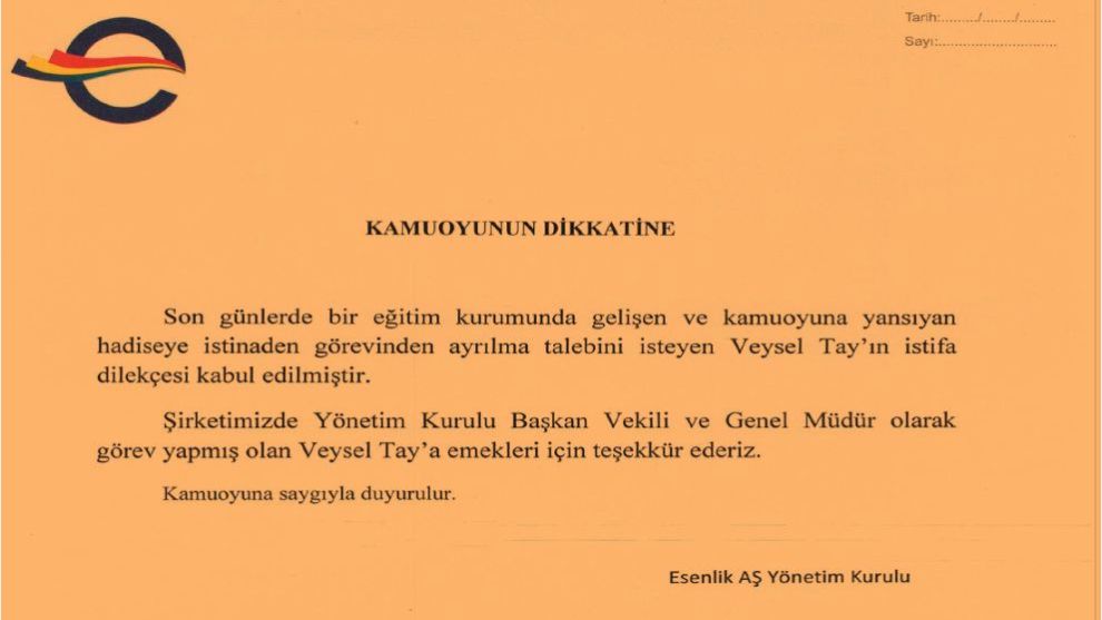 Malatya Esenlik'te Görev Değişimi: Veysel Tay'ın İstifası Kabul Edildi