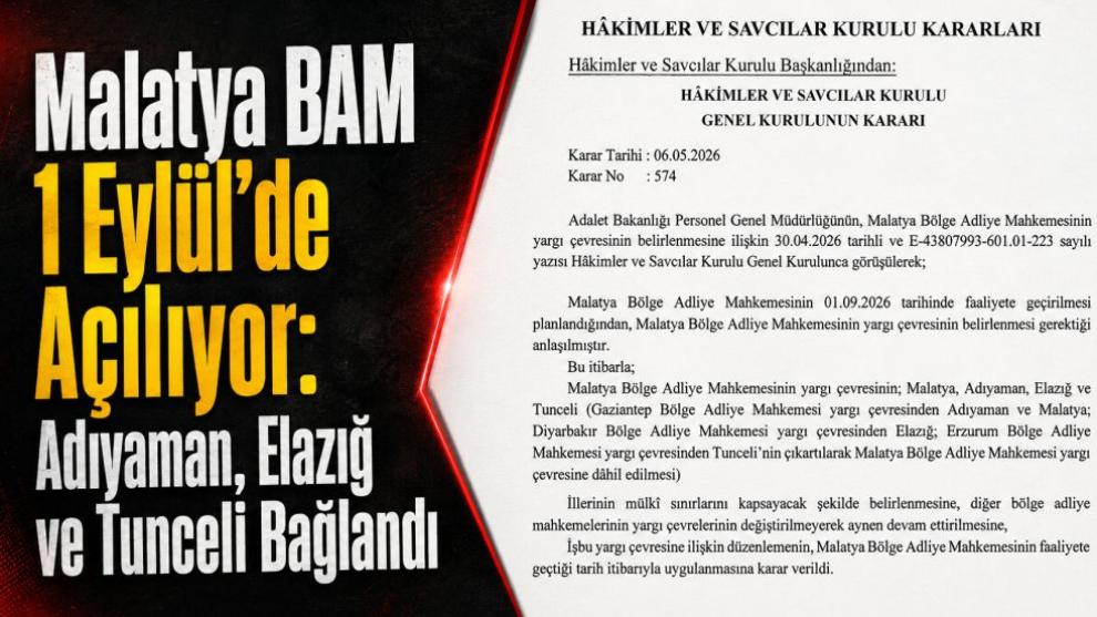 Malatya BAM 1 Eylül'de Açılıyor: Adıyaman, Elazığ ve Tunceli Bağlandı
