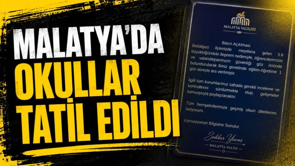 Malatya'da Okullar Tatil Edildi