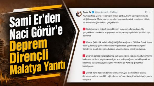 Sami Er'den Naci Görür'e Deprem Dirençli Malatya Yanıtı